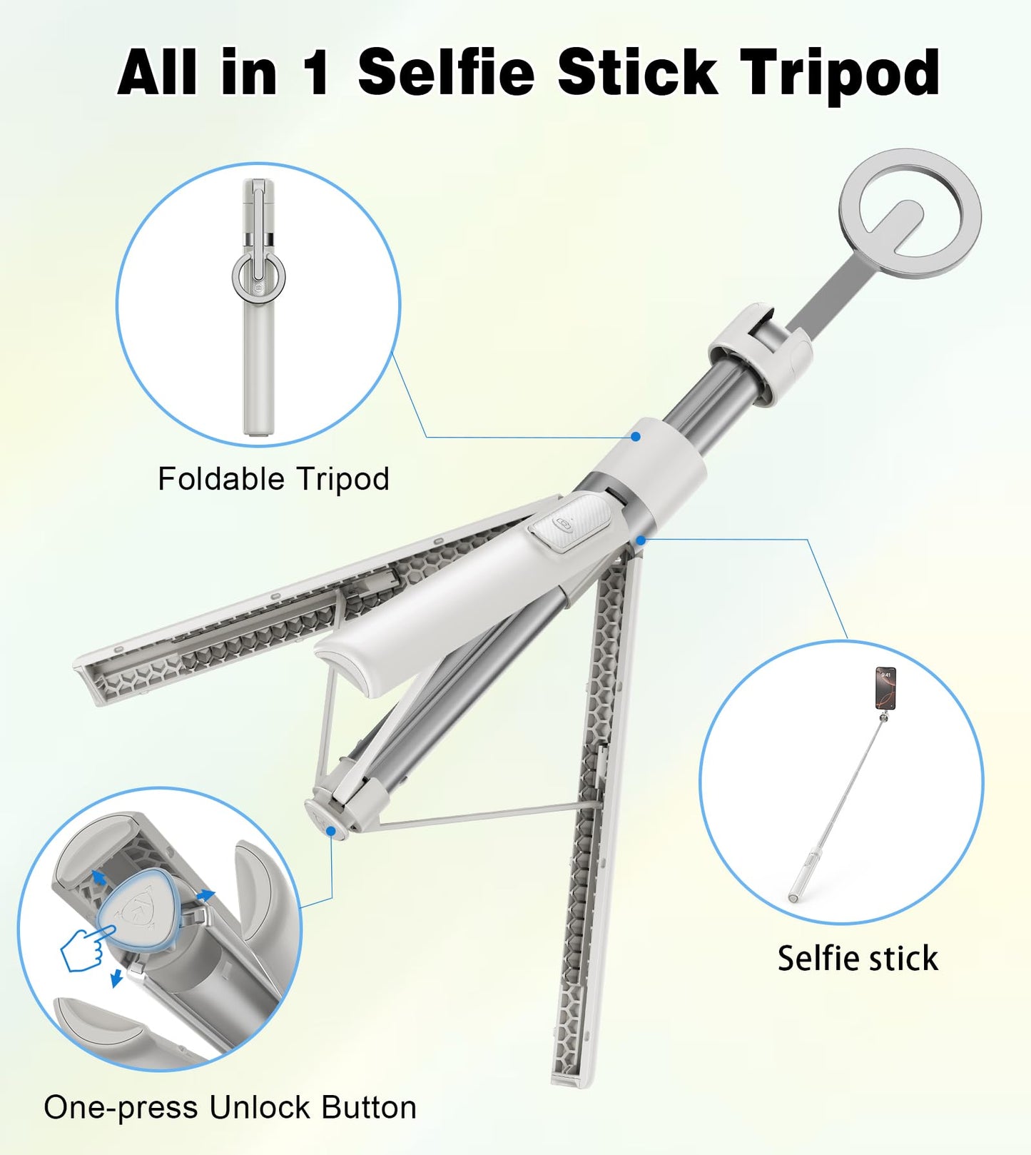 Magnetic Selfie Stick Tripod with Remote Control