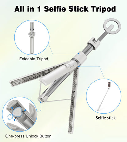 Magnetic Selfie Stick Tripod with Remote Control