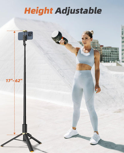 Portable Phone Tripod Selfie Stick with Remote