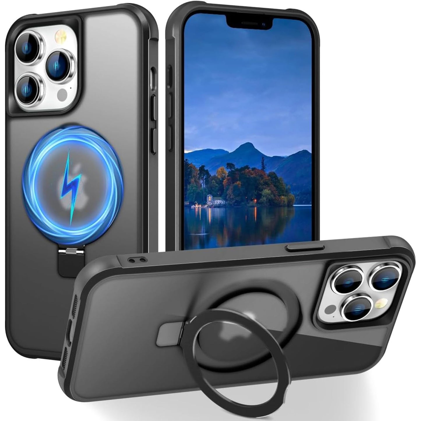 Translucent Magnetic Ring Stand Phone Case with Grip