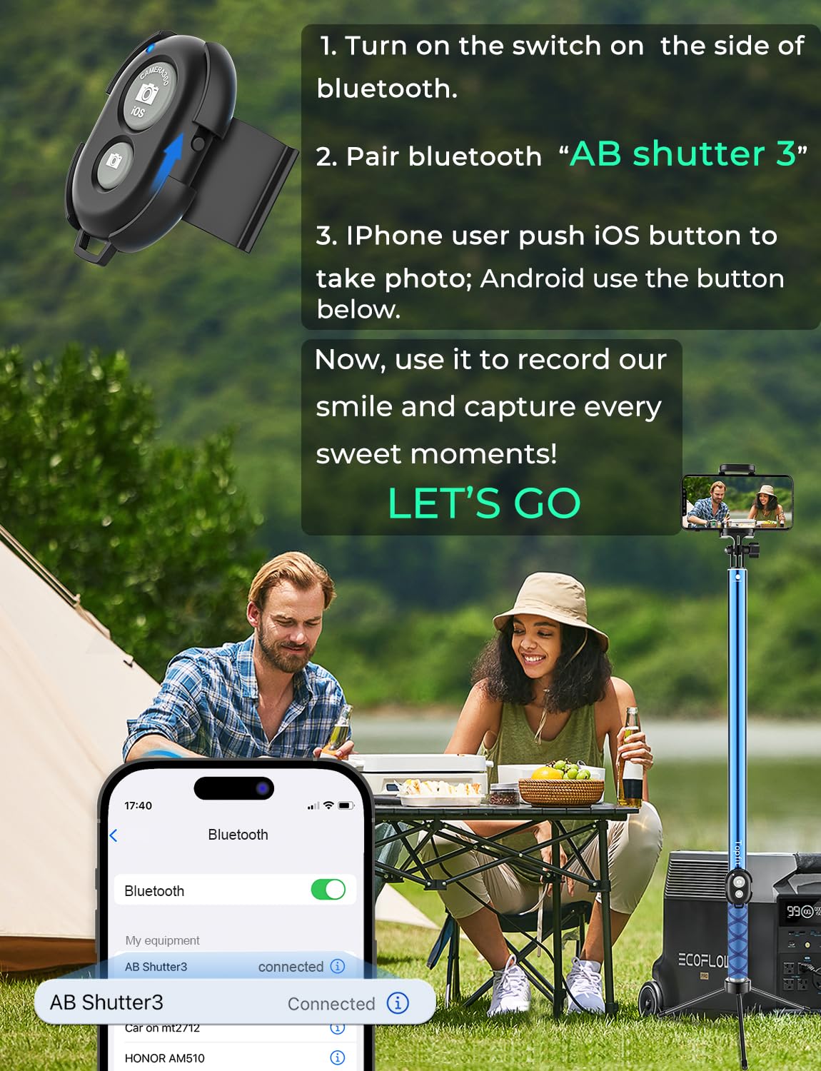 Portable Selfie Stick with Phone Holder