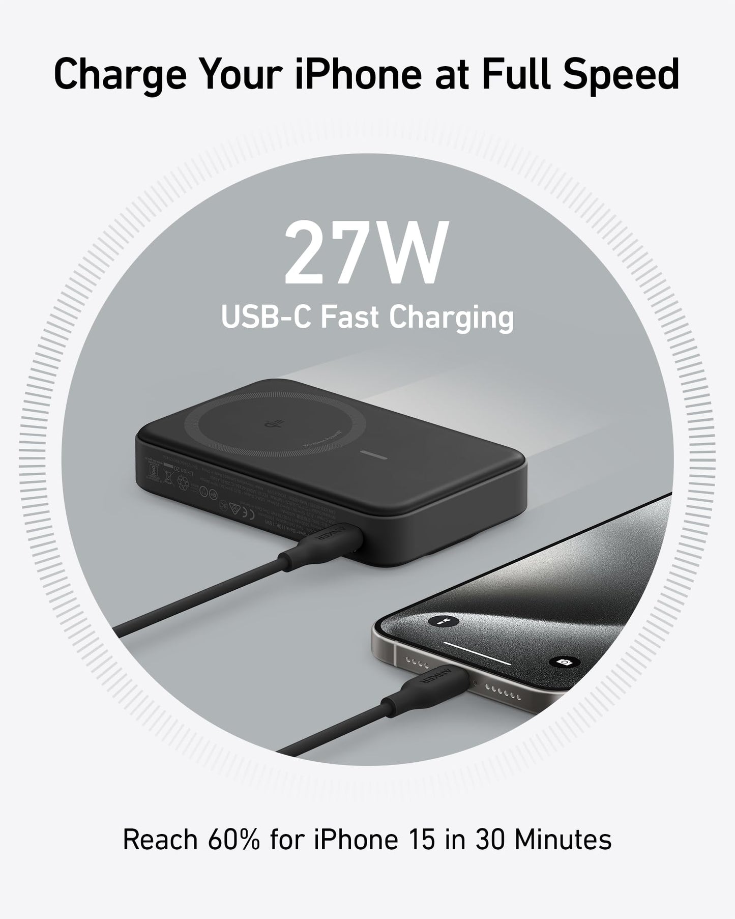 10,000mAh Magnetic Wireless Power Bank with Stand