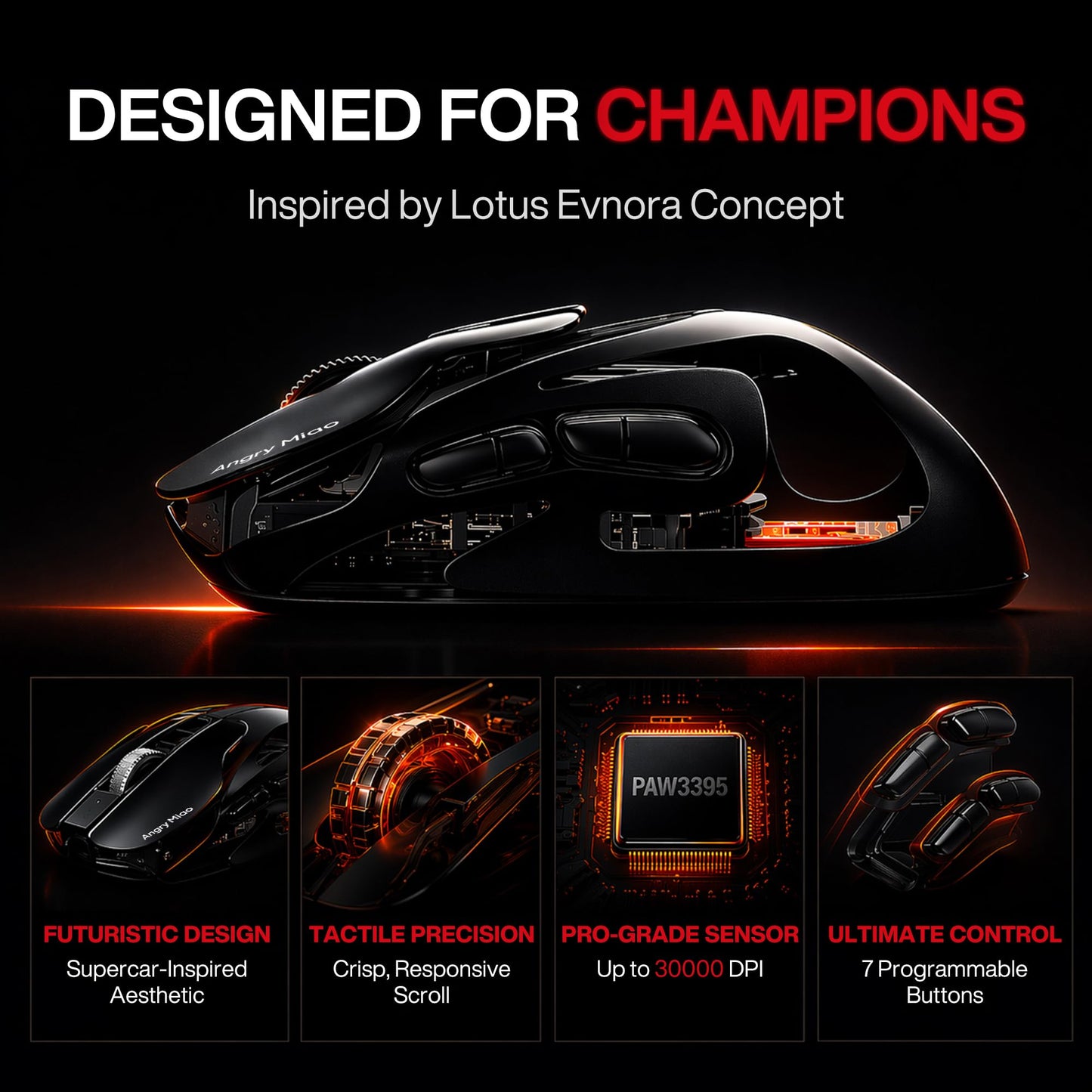 Ultralight Wireless Gaming Mouse with RGB Lighting
