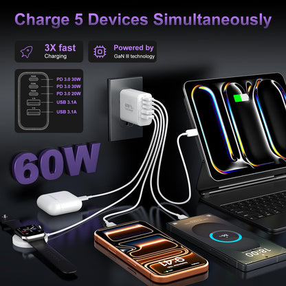 USB C Fast Wall Charger Block 60w