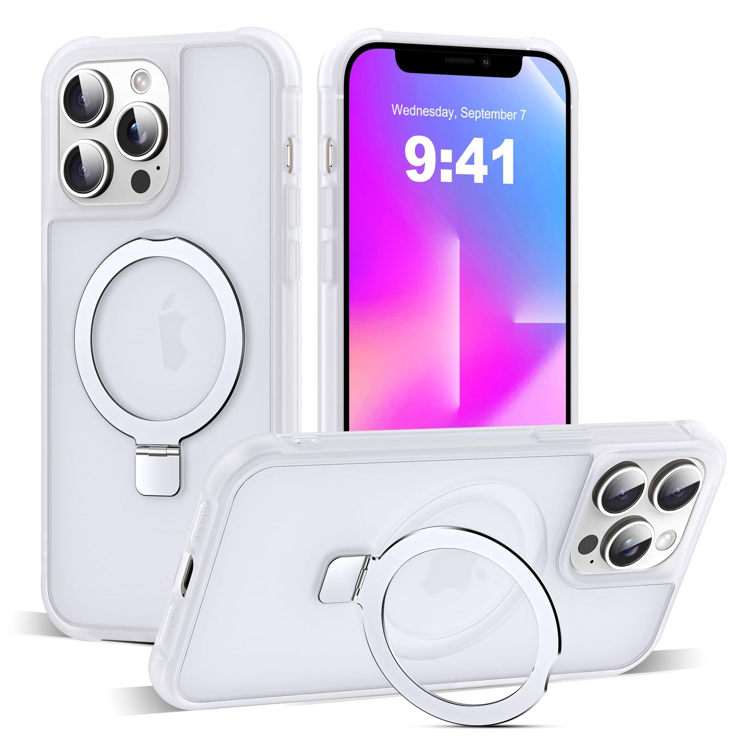 Translucent Magnetic Ring Stand Phone Case with Grip