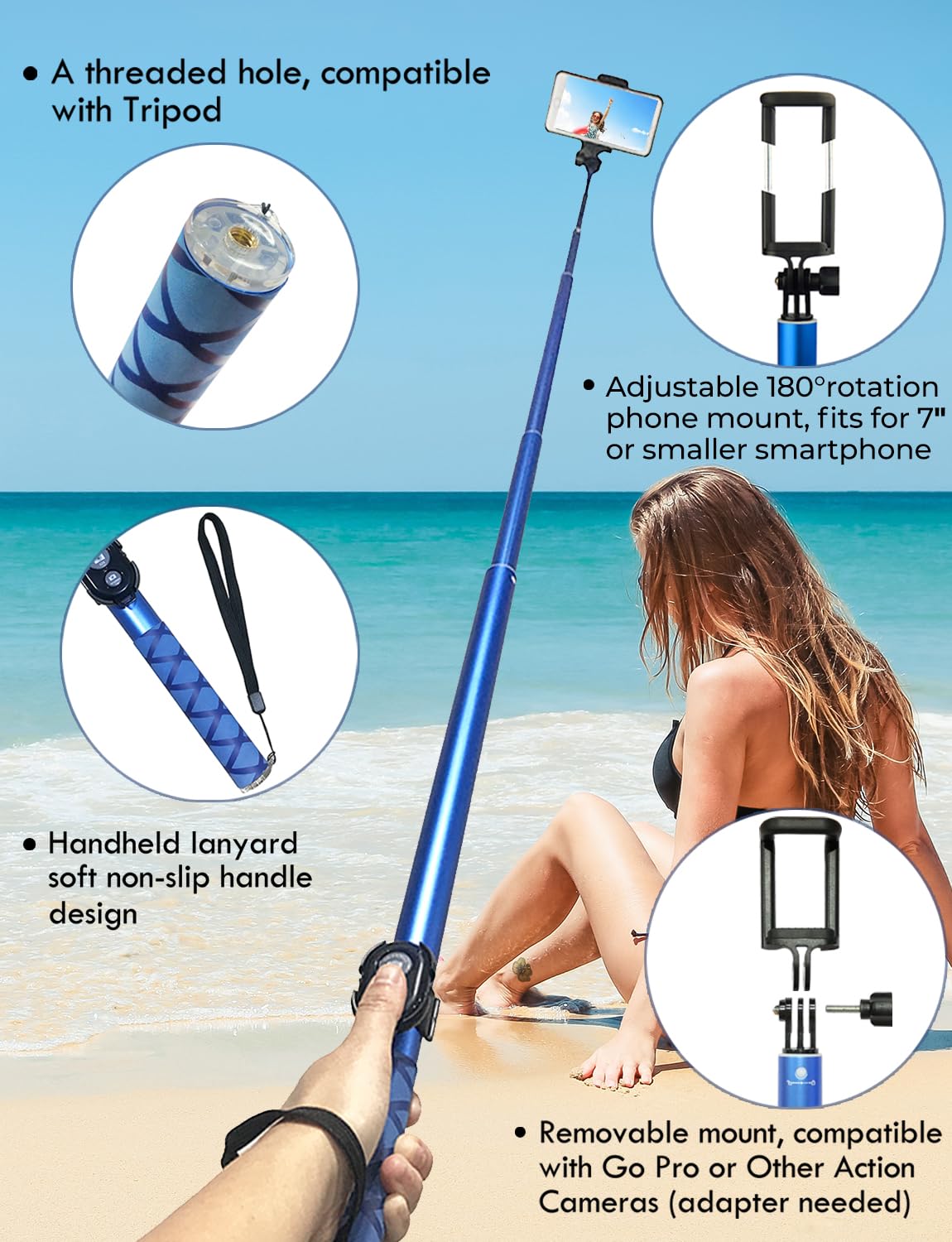 Portable Selfie Stick with Phone Holder