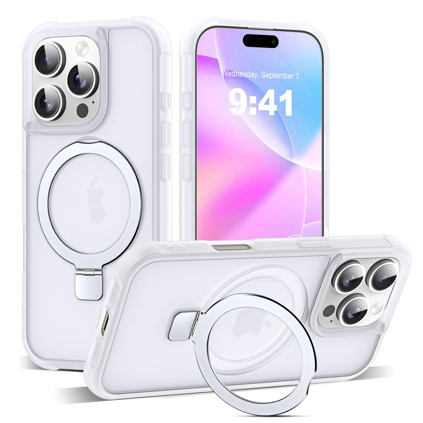 Translucent Magnetic Ring Stand Phone Case with Grip