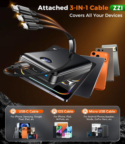 60,000mAh Fast Charging Portable Power Bank with Cables