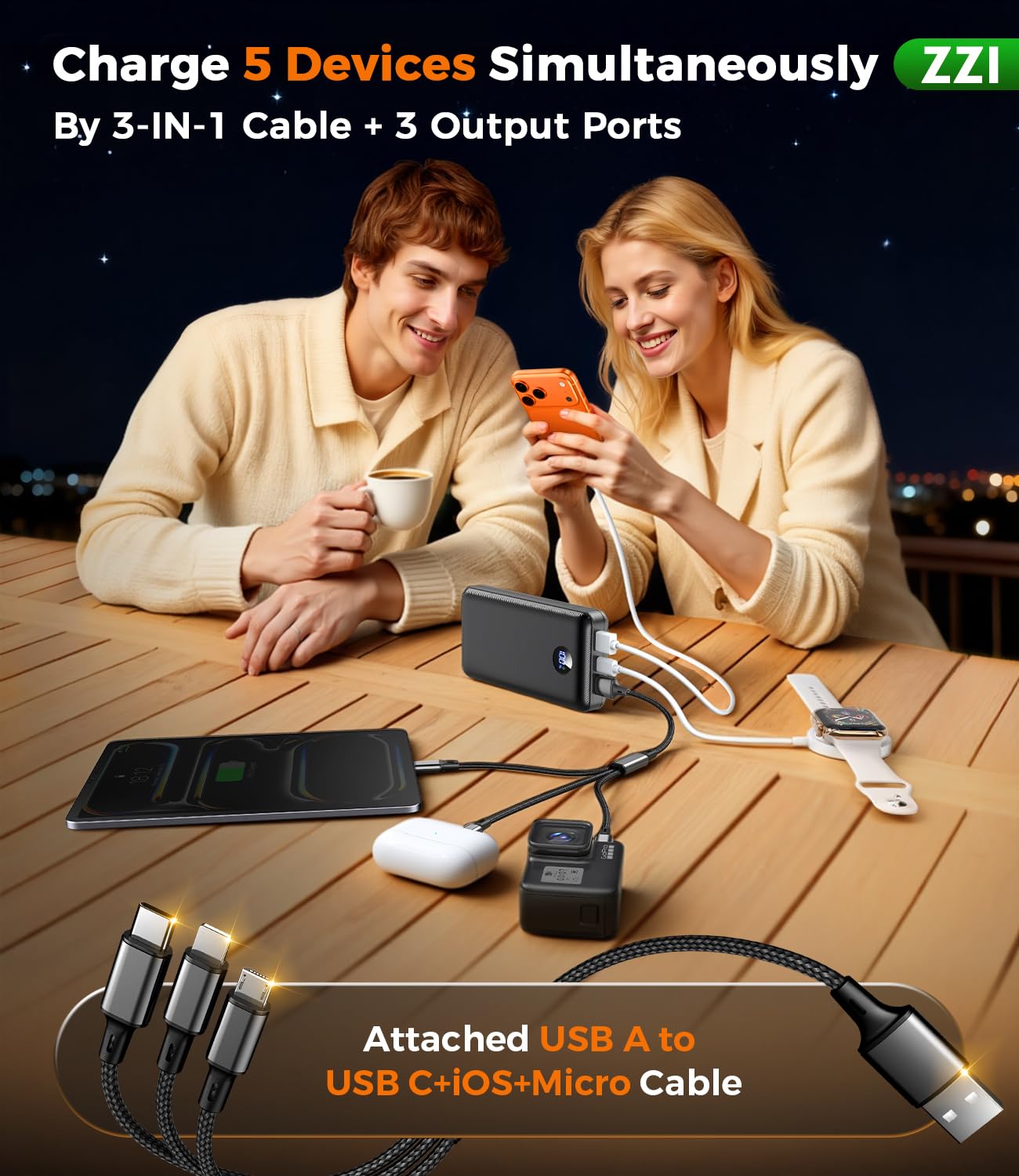 60,000mAh Fast Charging Portable Power Bank with Cables