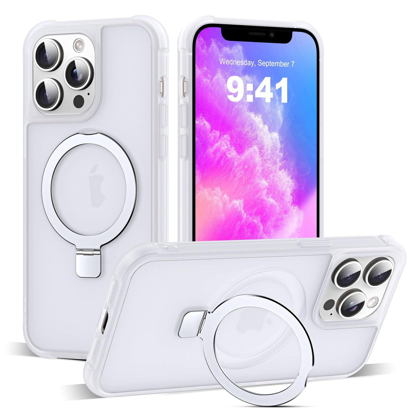 Translucent Magnetic Ring Stand Phone Case with Grip