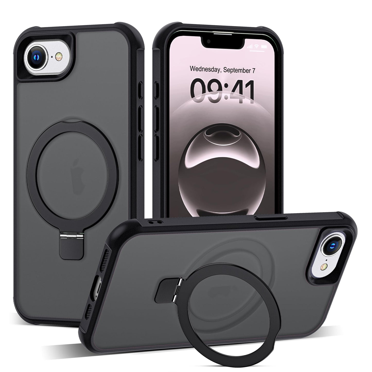 Translucent Magnetic Ring Stand Phone Case with Grip