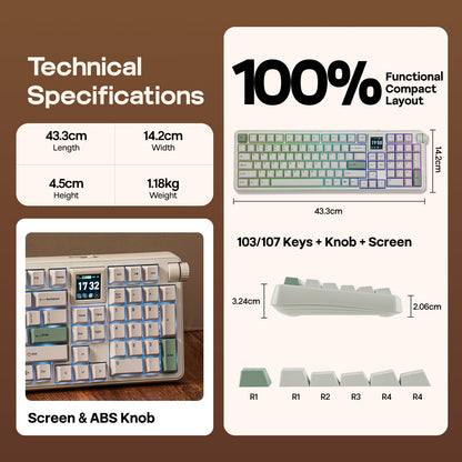Wireless Mechanical Keyboard with Screen and Knob RGB