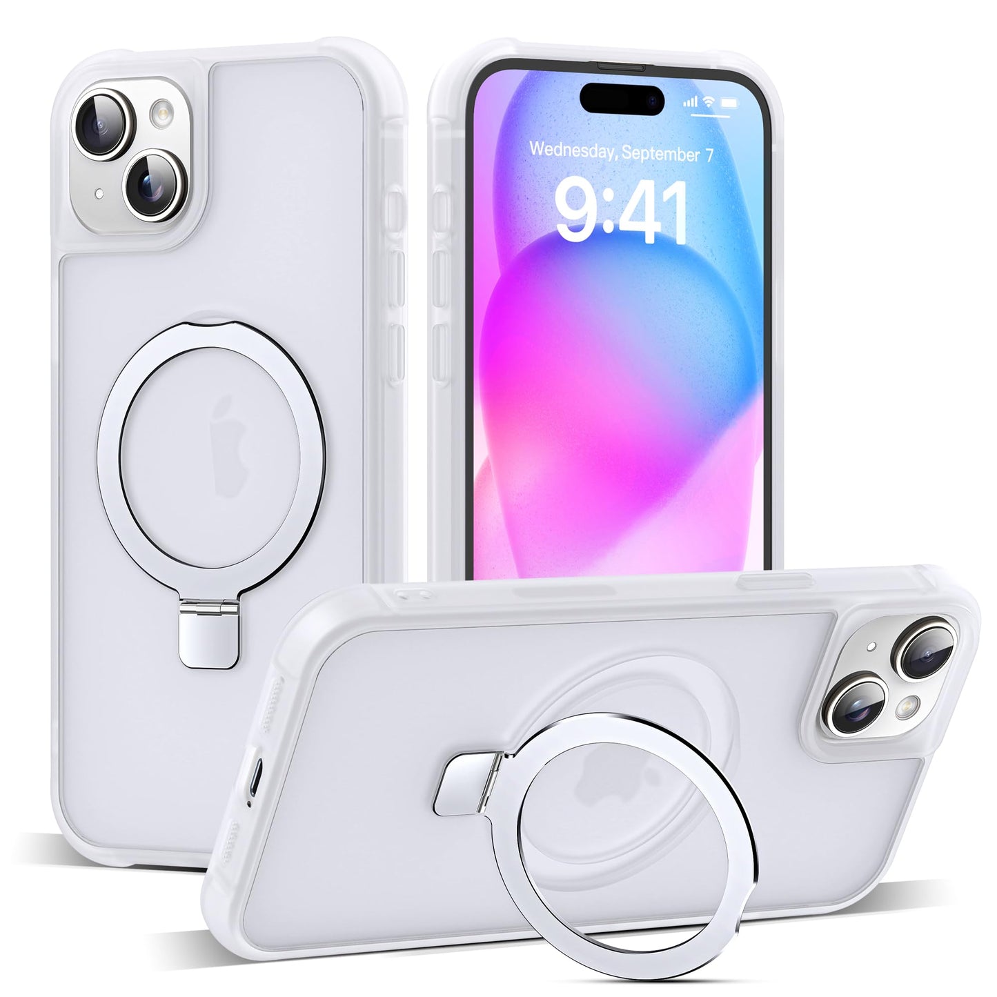 Translucent Magnetic Ring Stand Phone Case with Grip