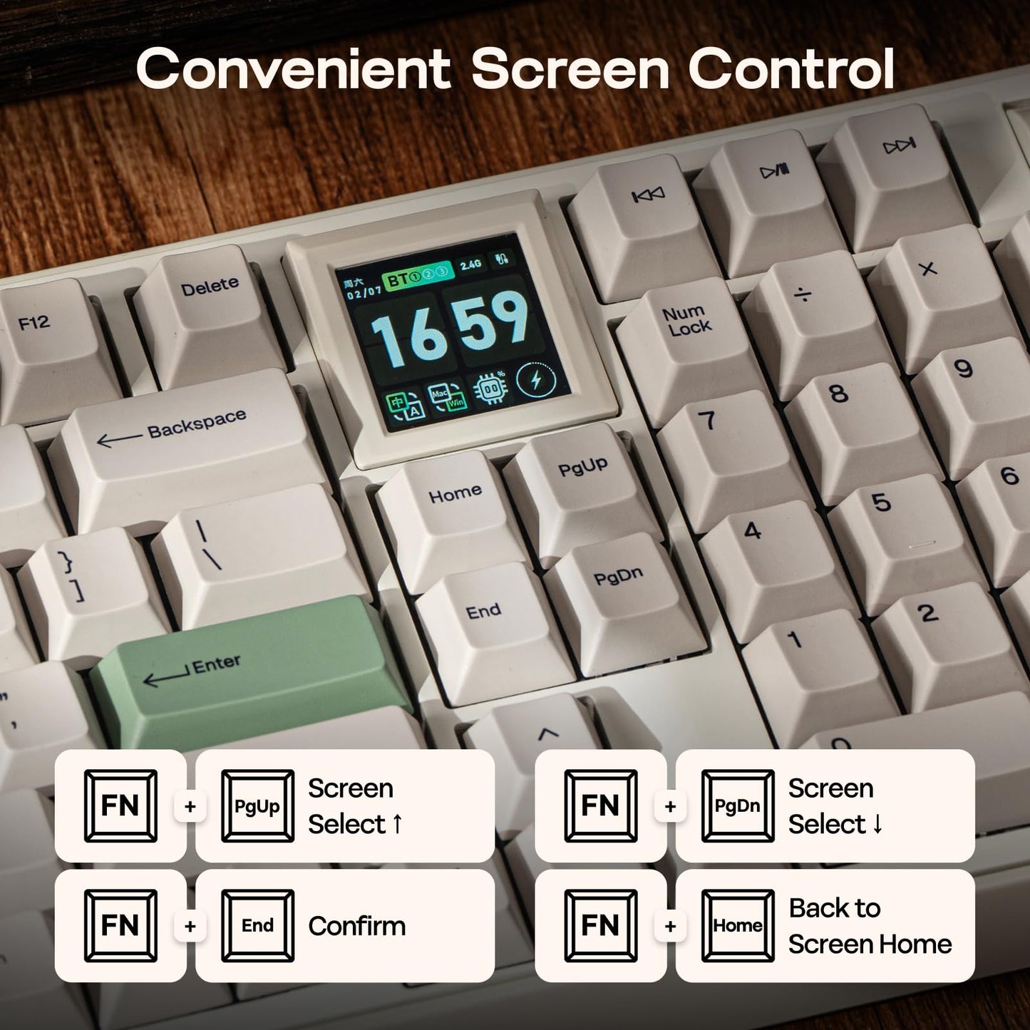 Wireless Mechanical Keyboard with Screen and Knob RGB
