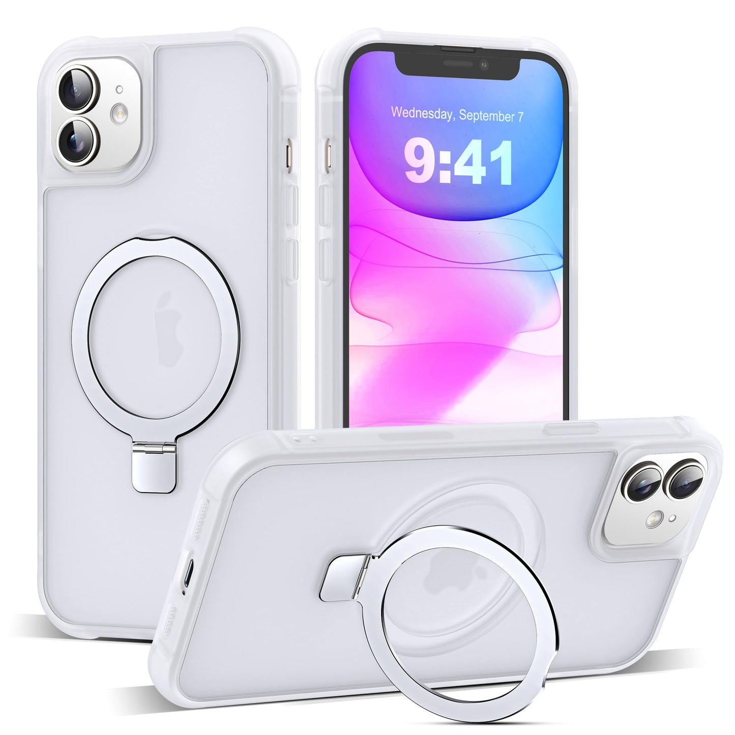 Translucent Magnetic Ring Stand Phone Case with Grip