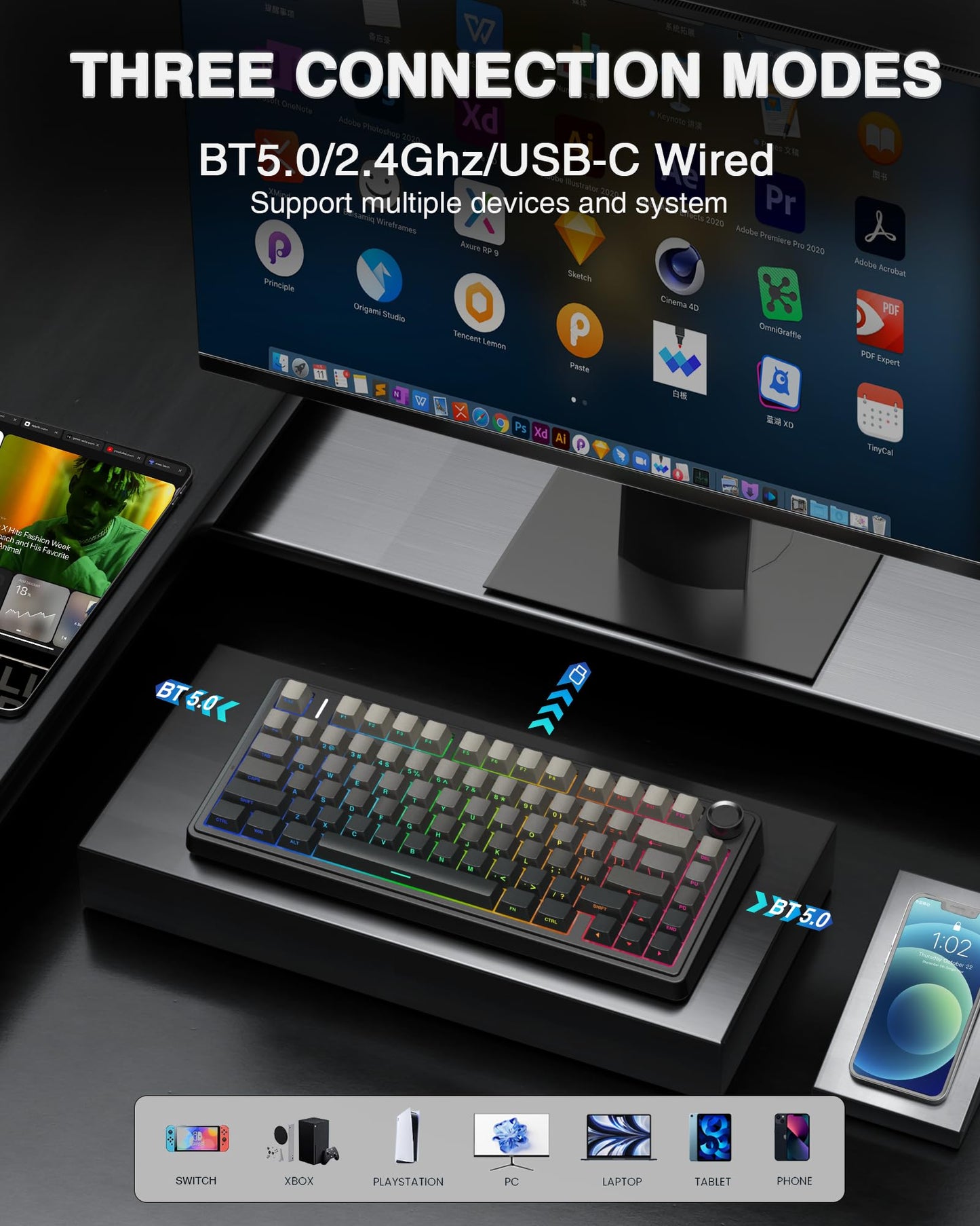 Wireless Hot Swappable RGB Mechanical Keyboard