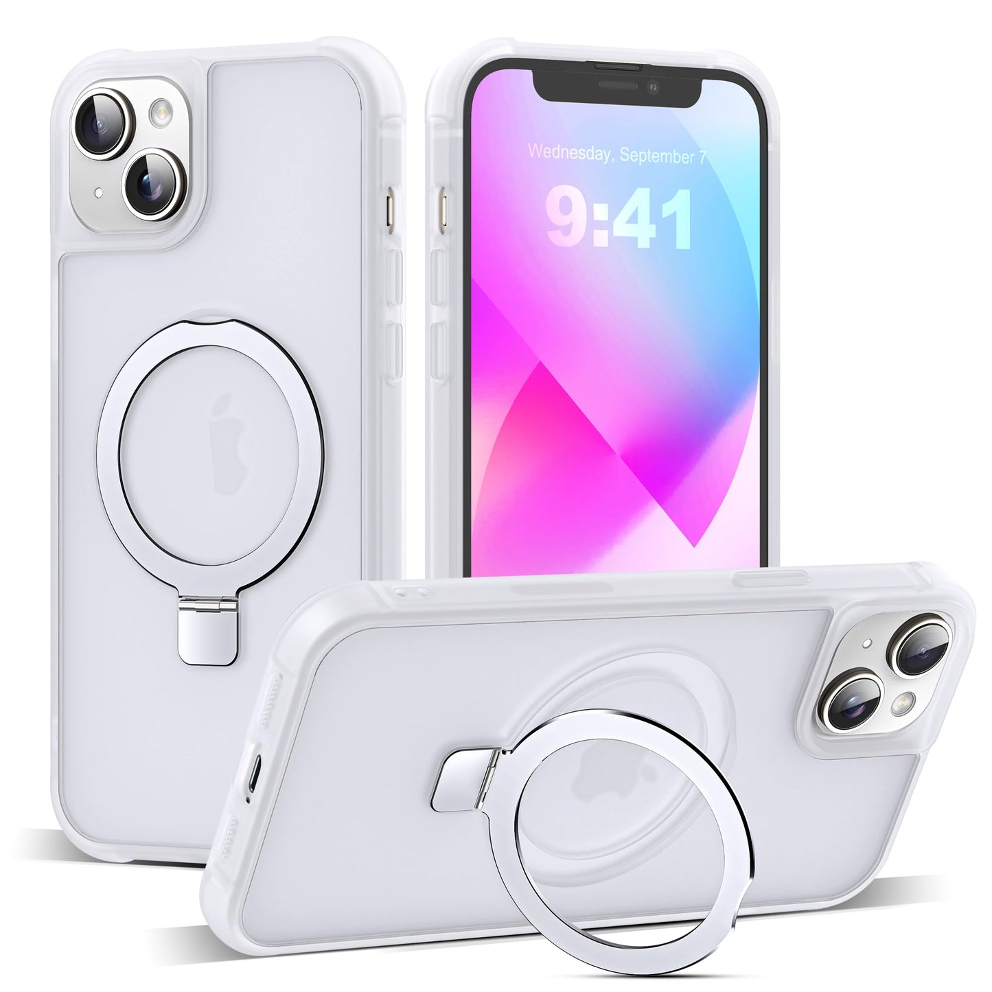 Translucent Magnetic Ring Stand Phone Case with Grip