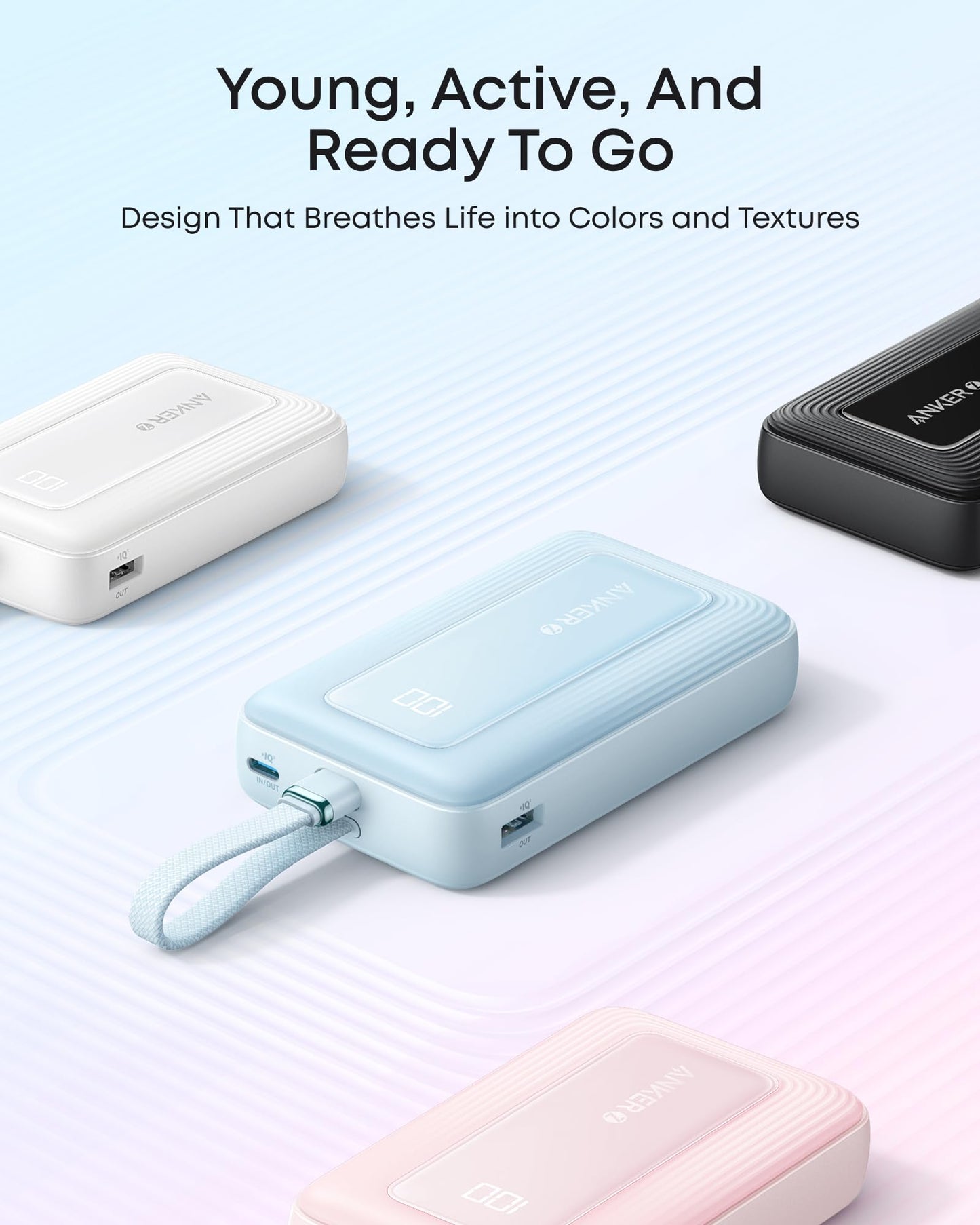 20,000mAh Fast Charging Power Bank with Built-In USB-C Cable