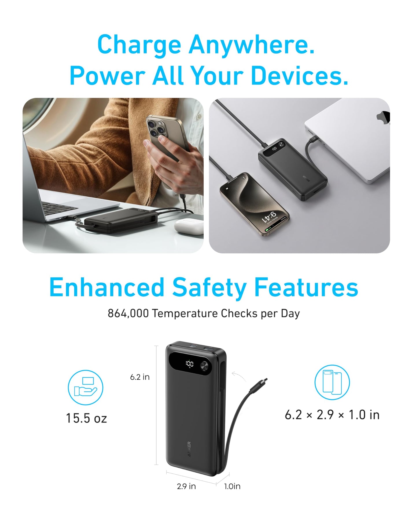 20,000mAh 200W Fast Charging Power Bank