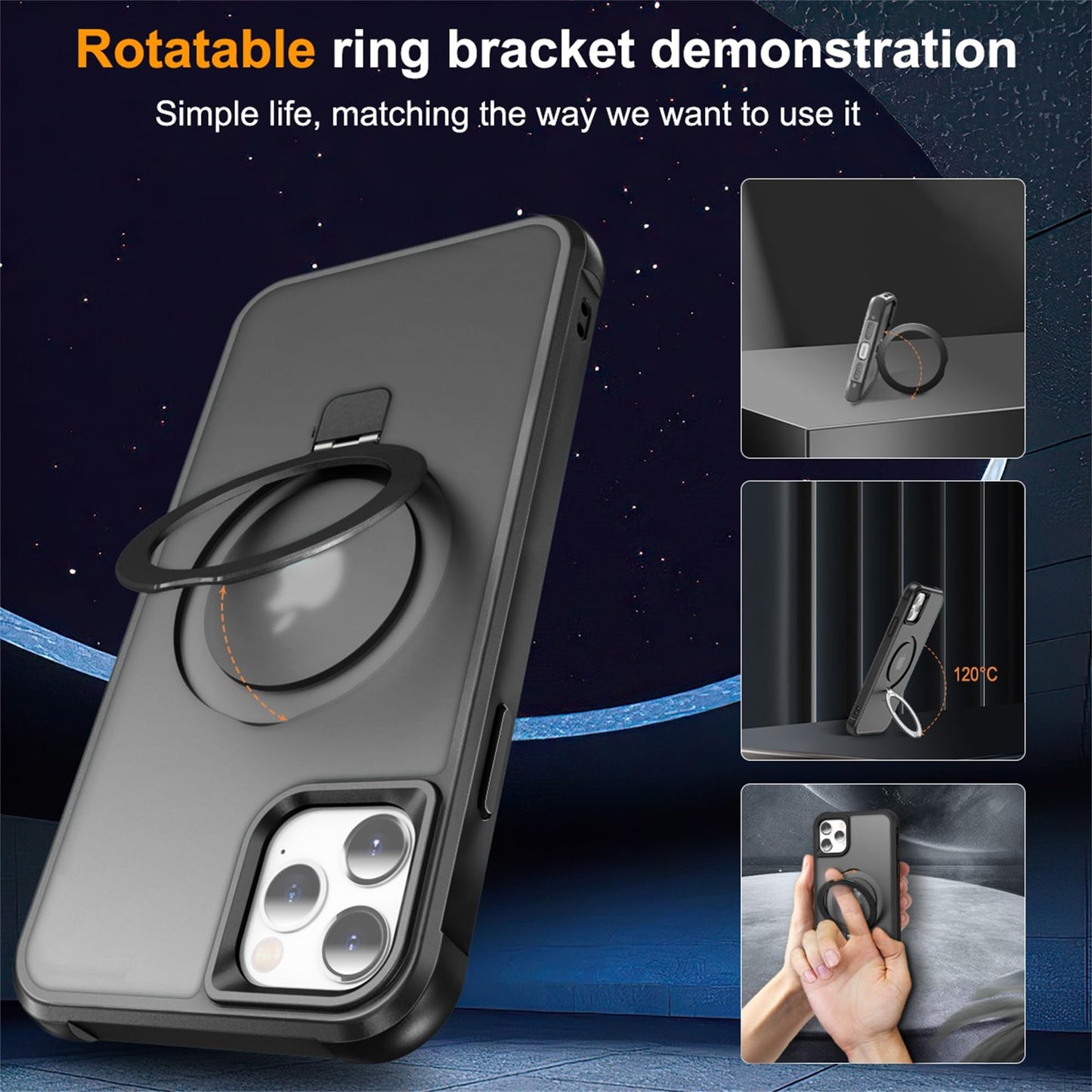 Translucent Magnetic Ring Stand Phone Case with Grip