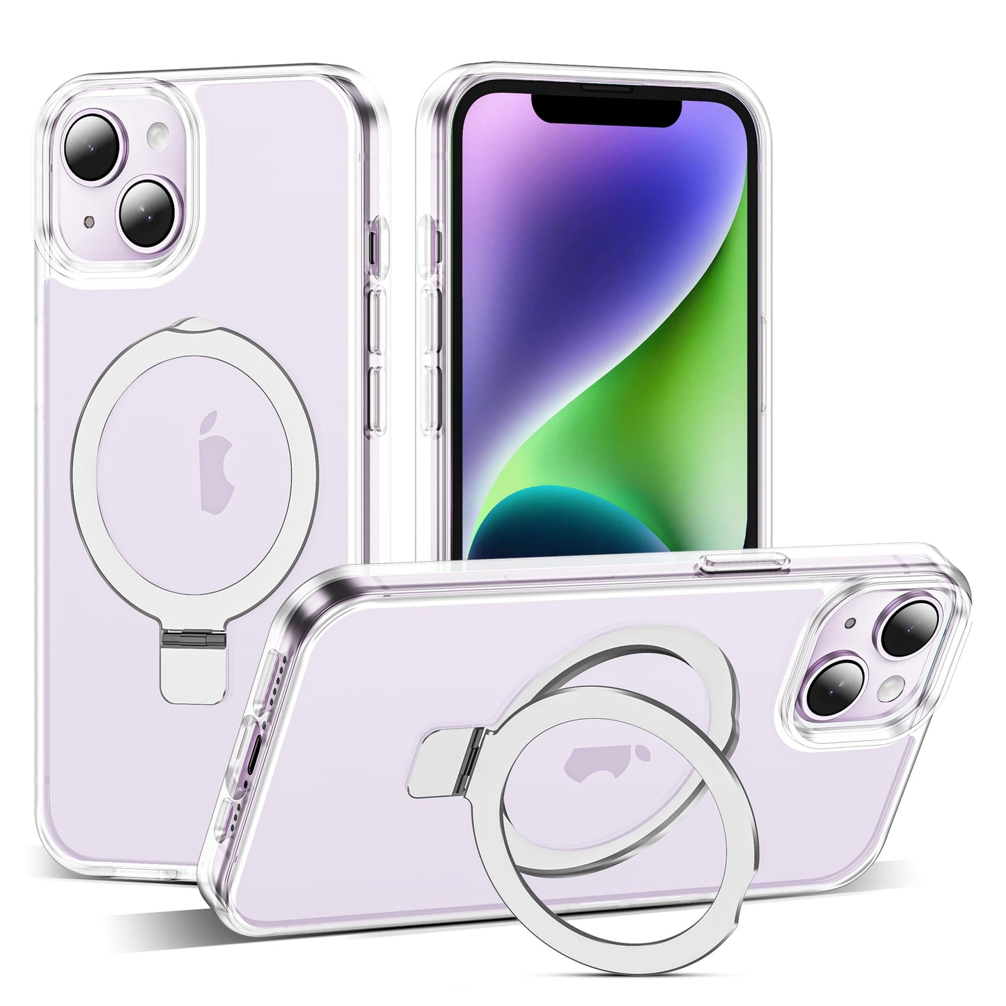 Translucent Magnetic Ring Stand Phone Case with Grip