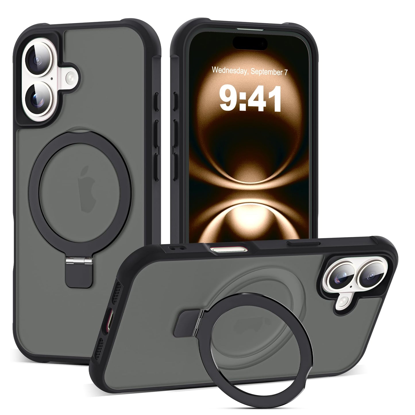 Translucent Magnetic Ring Stand Phone Case with Grip