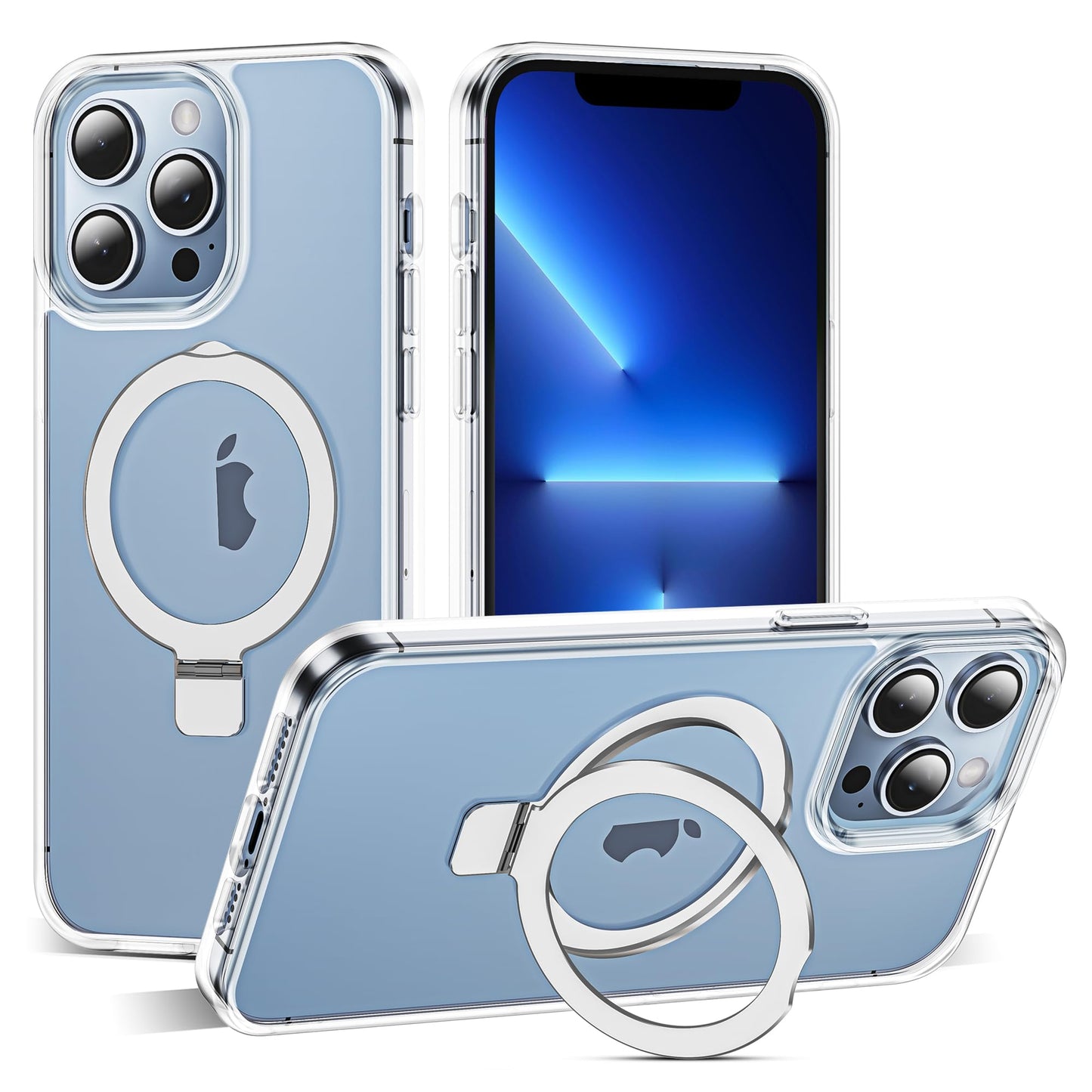 Translucent Magnetic Ring Stand Phone Case with Grip