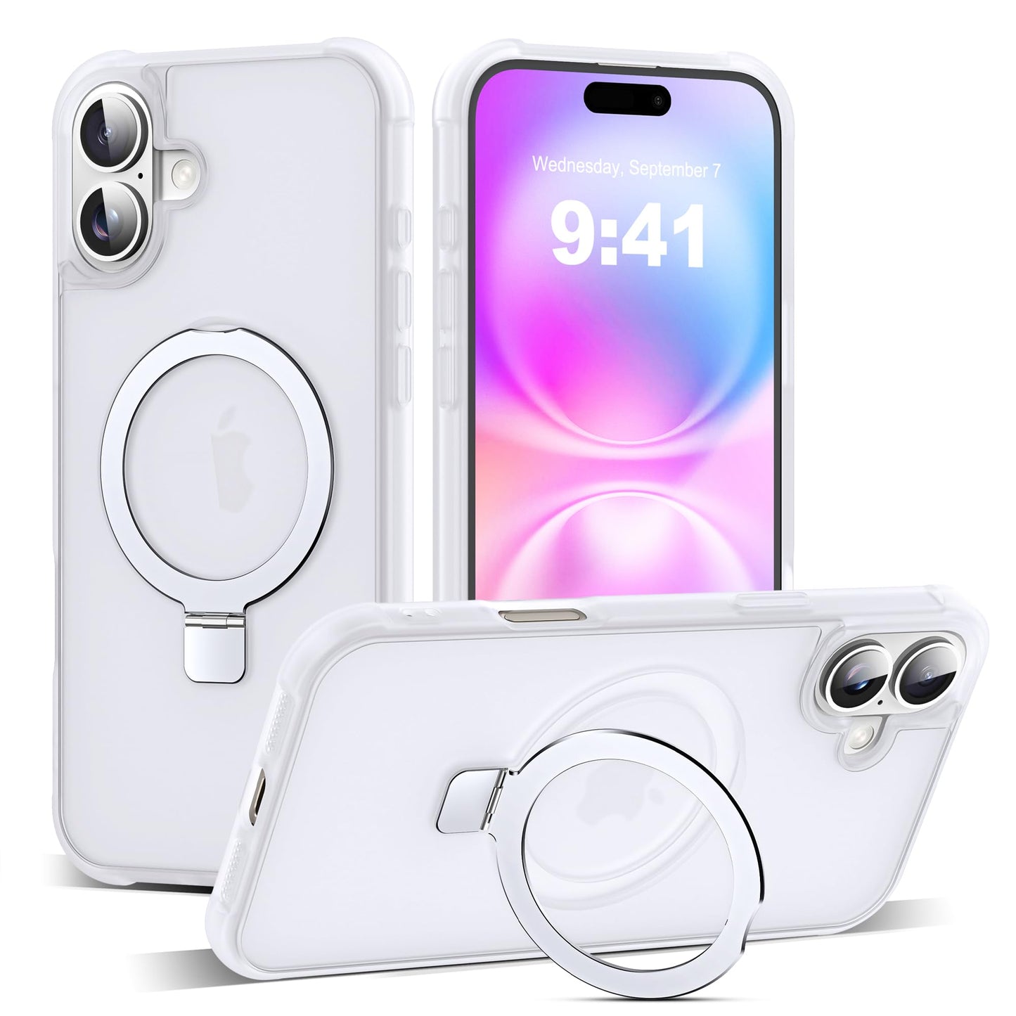 Translucent Magnetic Ring Stand Phone Case with Grip