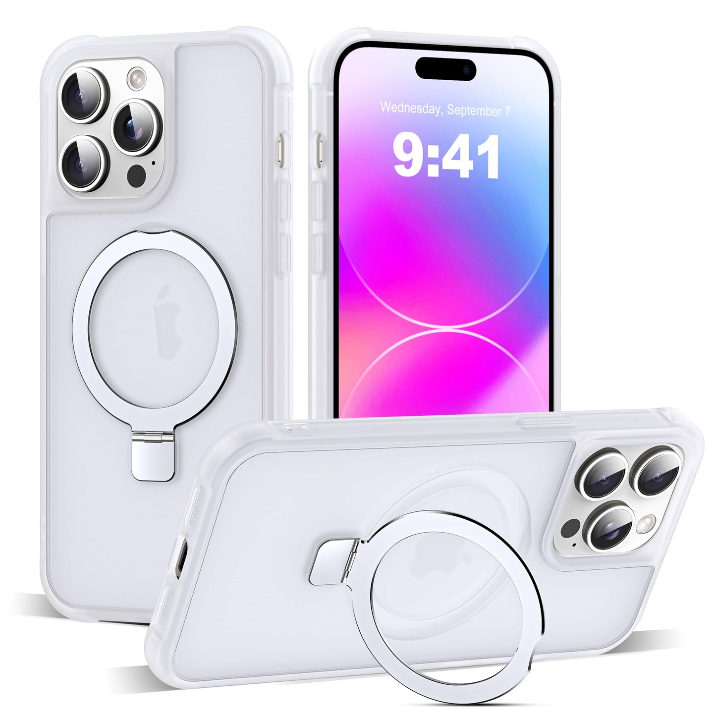 Translucent Magnetic Ring Stand Phone Case with Grip