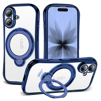 Magnetic Ring Stand Clear Phone Case with Lens Protector