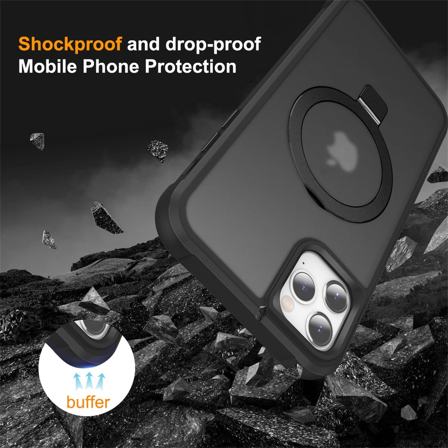 Translucent Magnetic Ring Stand Phone Case with Grip