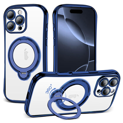 Magnetic Ring Stand Clear Phone Case with Lens Protector