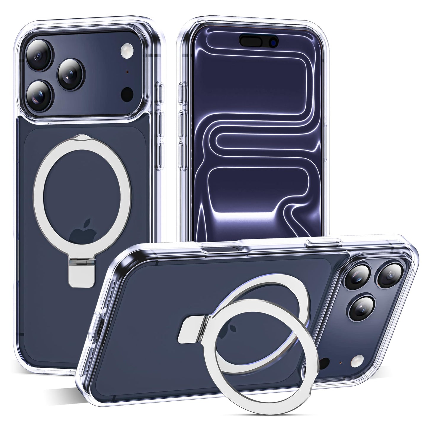 Translucent Magnetic Ring Stand Phone Case with Grip