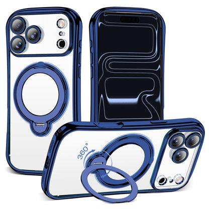Magnetic Ring Stand Clear Phone Case with Lens Protector