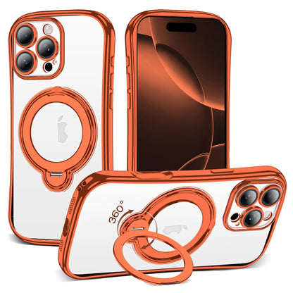 Magnetic Ring Stand Clear Phone Case with Lens Protector