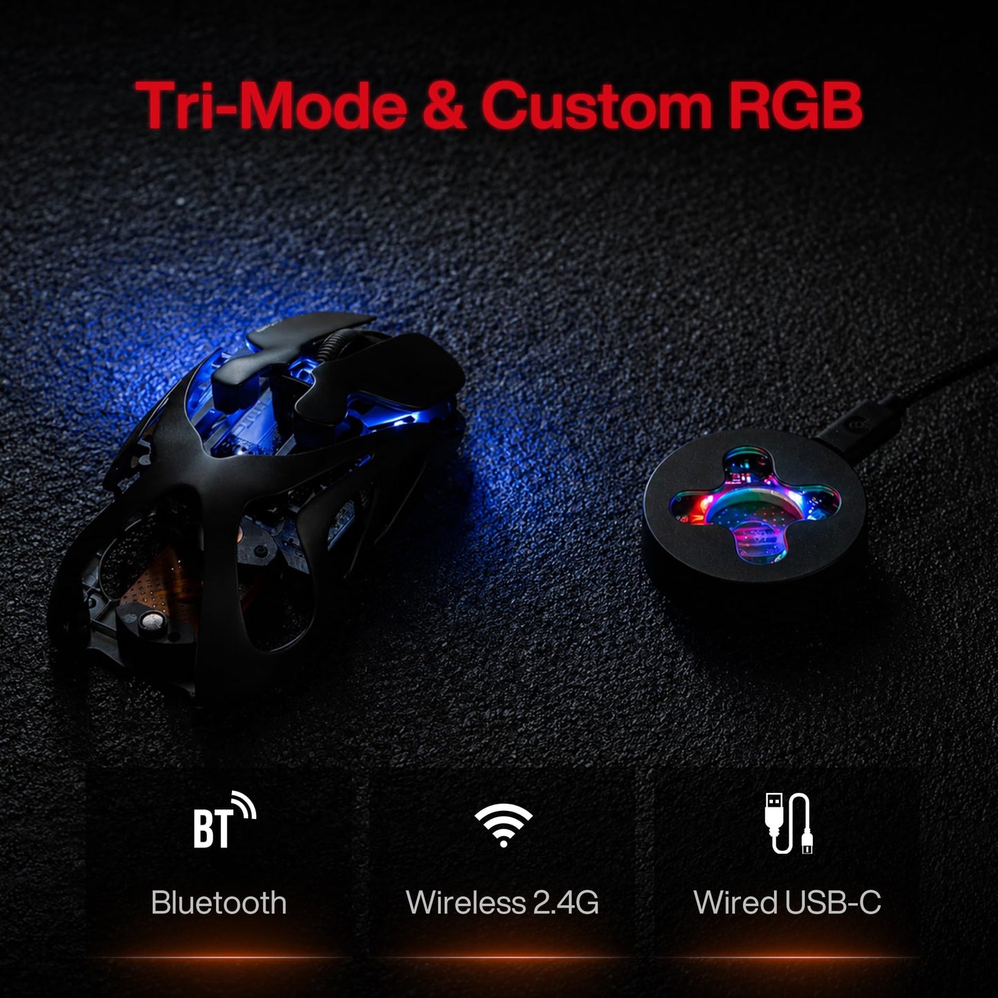 Ultralight Wireless Gaming Mouse with RGB Lighting