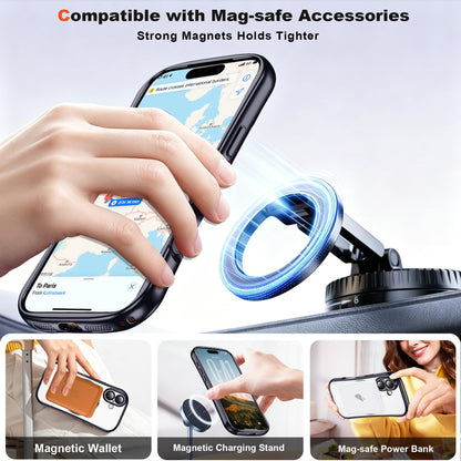 Magnetic Ring Stand Clear Phone Case with Lens Protector