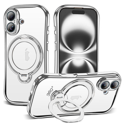 Magnetic Ring Stand Clear Phone Case with Lens Protector