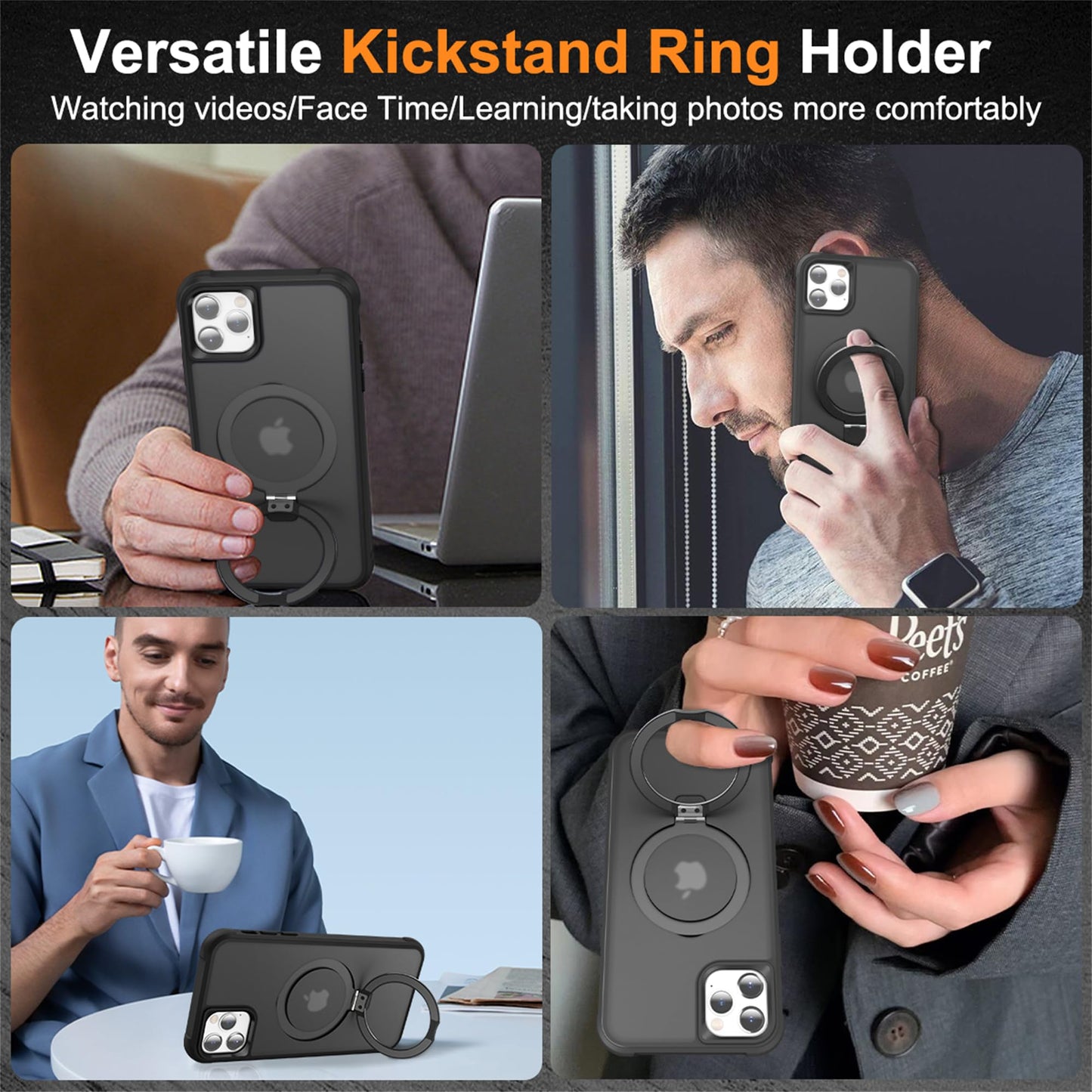 Translucent Magnetic Ring Stand Phone Case with Grip