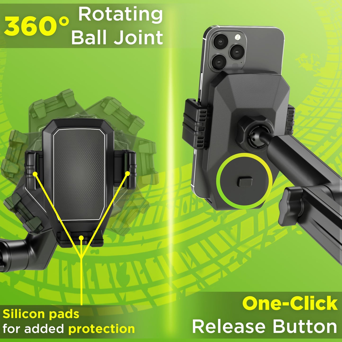 Heavy Duty Truck Phone Mount with Extended Arm