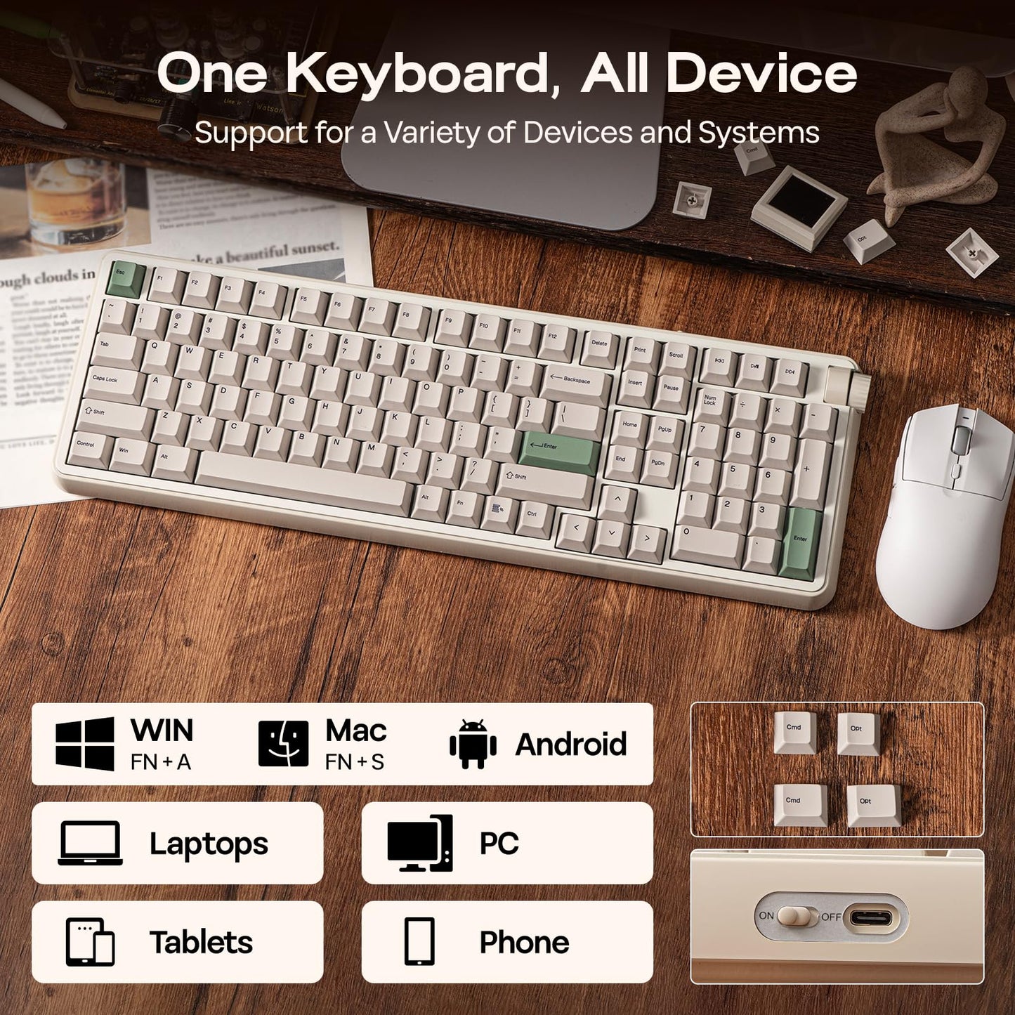 Wireless Mechanical Keyboard with Screen and Knob RGB