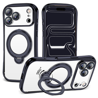 Magnetic Ring Stand Clear Phone Case with Lens Protector