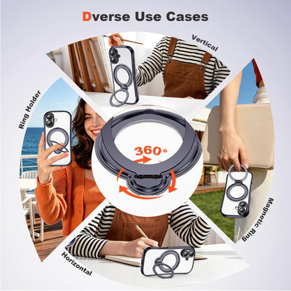 Magnetic Ring Stand Clear Phone Case with Lens Protector