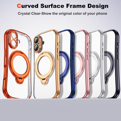 Magnetic Ring Stand Clear Phone Case with Lens Protector
