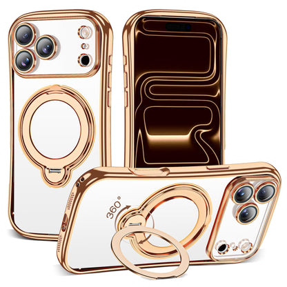Magnetic Ring Stand Clear Phone Case with Lens Protector