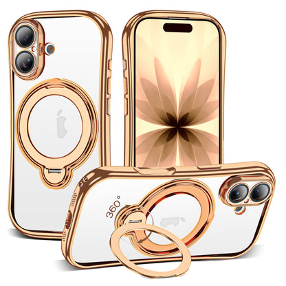 Magnetic Ring Stand Clear Phone Case with Lens Protector