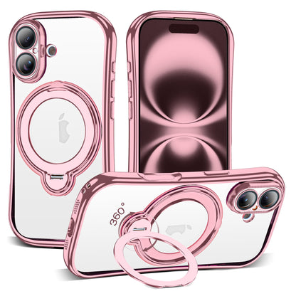 Magnetic Ring Stand Clear Phone Case with Lens Protector