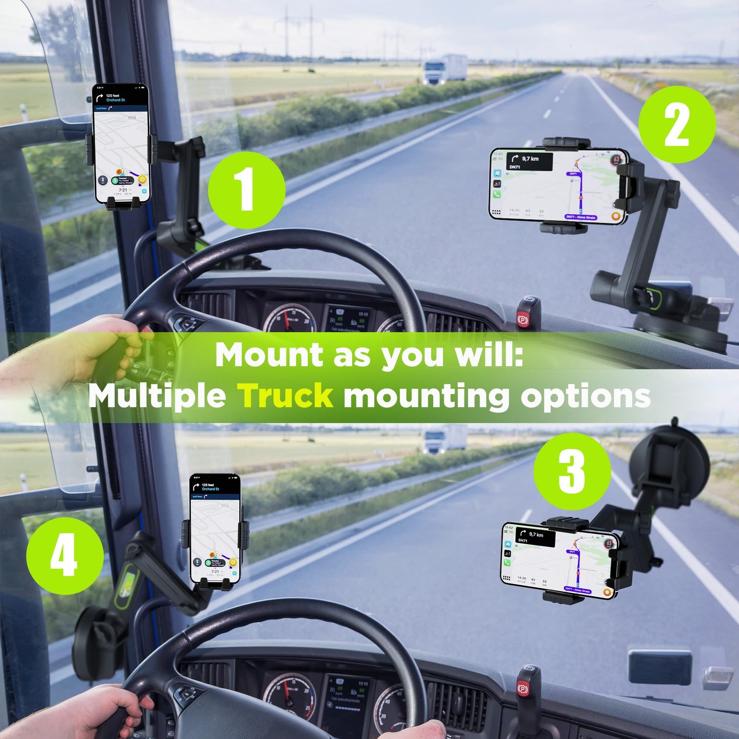 Heavy Duty Truck Phone Mount with Extended Arm