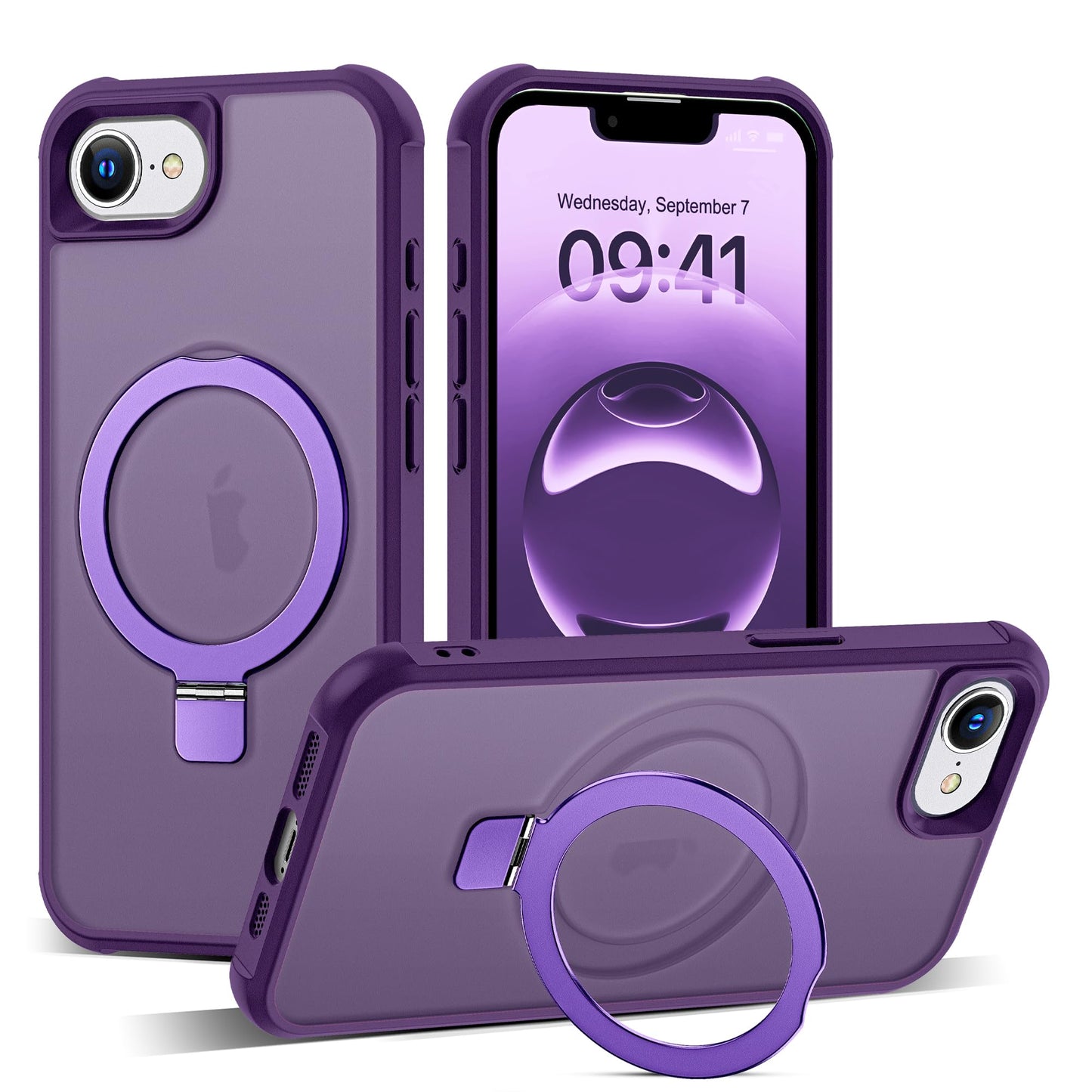 Translucent Magnetic Ring Stand Phone Case with Grip