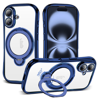 Magnetic Ring Stand Clear Phone Case with Lens Protector
